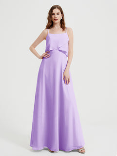 Spaghetti Straps Simple Bridesmaid Dresses-Lilac