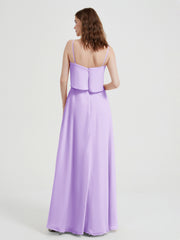 Spaghetti Straps Simple Bridesmaid Dresses-Lilac
