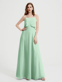 Spaghetti Straps Simple Bridesmaid Dresses-Mint Green