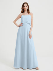 Spaghetti Straps Simple Bridesmaid Dresses-Mist