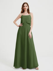 Spaghetti Straps Simple Bridesmaid Dresses-Moss Plus Size