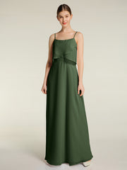 Spaghetti Straps Simple Bridesmaid Dresses-Olive Green Plus Size