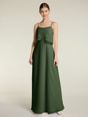 Spaghetti Straps Simple Bridesmaid Dresses-Olive Green