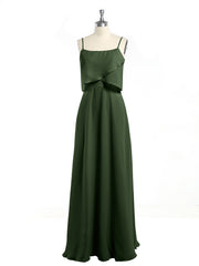 Spaghetti Straps Simple Bridesmaid Dresses-Olive Green Plus Size