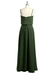 Spaghetti Straps Simple Bridesmaid Dresses-Olive Green