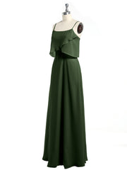 Spaghetti Straps Simple Bridesmaid Dresses-Olive Green Plus Size