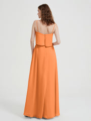 Spaghetti Straps Simple Bridesmaid Dresses-Orange