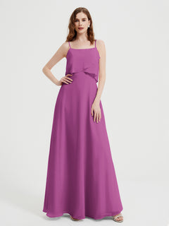 Spaghetti Straps Simple Bridesmaid Dresses-Orchid