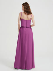 Spaghetti Straps Simple Bridesmaid Dresses-Orchid