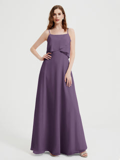 Spaghetti Straps Simple Bridesmaid Dresses-Plum