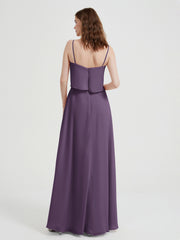 Spaghetti Straps Simple Bridesmaid Dresses-Plum