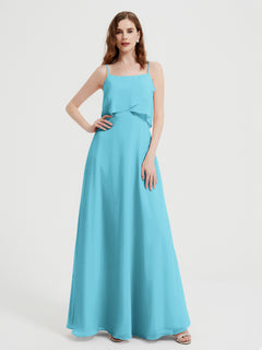 Spaghetti Straps Simple Bridesmaid Dresses-Pool