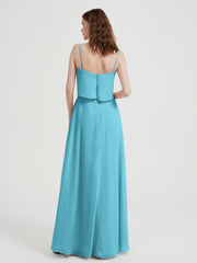 Spaghetti Straps Simple Bridesmaid Dresses-Pool