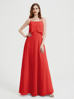 Spaghetti Straps Simple Bridesmaid Dresses-Red