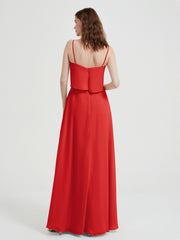 Spaghetti Straps Simple Bridesmaid Dresses-Red