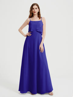 Spaghetti Straps Simple Bridesmaid Dresses-Royal Blue Plus Size