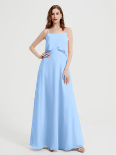 Spaghetti Straps Simple Bridesmaid Dresses-Sky Blue