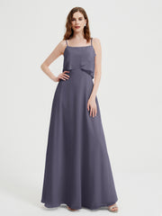 Spaghetti Straps Simple Bridesmaid Dresses-Stormy