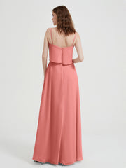 Spaghetti Straps Simple Bridesmaid Dresses-Sunset