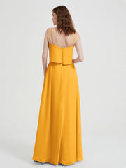 Spaghetti Straps Simple Bridesmaid Dresses-Tangerine