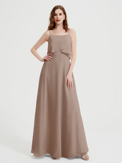 Spaghetti Straps Simple Bridesmaid Dresses-Taupe