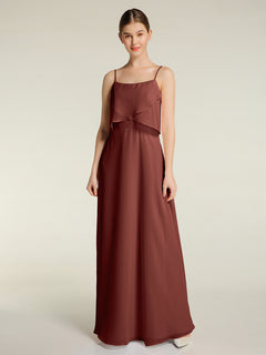 Spaghetti Straps Simple Bridesmaid Dresses-Terracotta