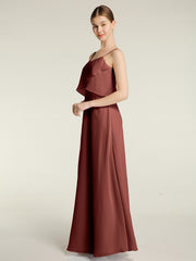 Spaghetti Straps Simple Bridesmaid Dresses-Terracotta