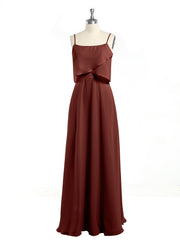 Spaghetti Straps Simple Bridesmaid Dresses-Terracotta
