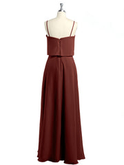Spaghetti Straps Simple Bridesmaid Dresses-Terracotta
