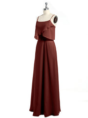 Spaghetti Straps Simple Bridesmaid Dresses-Terracotta