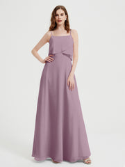 Spaghetti Straps Simple Bridesmaid Dresses-Vintage Mauve