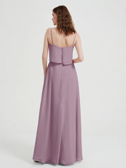 Spaghetti Straps Simple Bridesmaid Dresses-Vintage Mauve