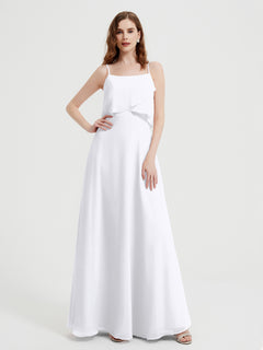 Spaghetti Straps Simple Bridesmaid Dresses-White Plus Size