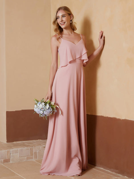 Strapless Chiffon Full Length Gowns Dusty Rose main image 1