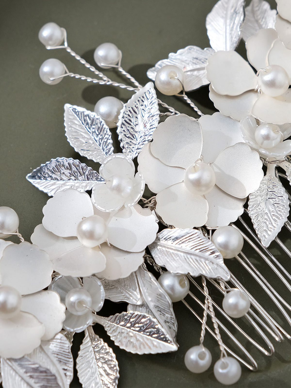 Silver Leaf Flower Bridal Hair Accessories Comb – BABARONI