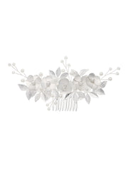 Silver Leaf Flower Bridal Hair Accessories Comb