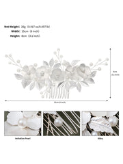 Silver Leaf Flower Bridal Hair Accessories Comb