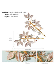 Alloy Diamond-Inlaid Golden Leaf Hair Clip 2 Pcs