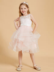 Knee Length Tulle Flower Girl Dresses Blushing Pink