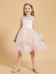 Knee Length Tulle Flower Girl Dresses Blushing Pink