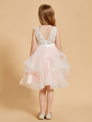 Knee Length Tulle Flower Girl Dresses Blushing Pink