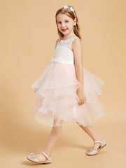 Knee Length Tulle Flower Girl Dresses Blushing Pink