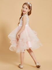 Knee Length Tulle Flower Girl Dresses Blushing Pink