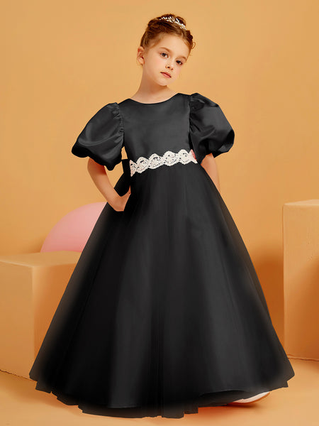 black dresses for 12 year olds Girls Dress Age 10 12 years Summer Chiffon Dress Flare Sleeve Black Dress  For Little Girl Size 6 7 8 main image 0