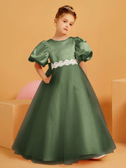 strapless open back dress Ball-Gown/Princess Floor-Length Flower Girl Dress Olive Green – BABARONI
