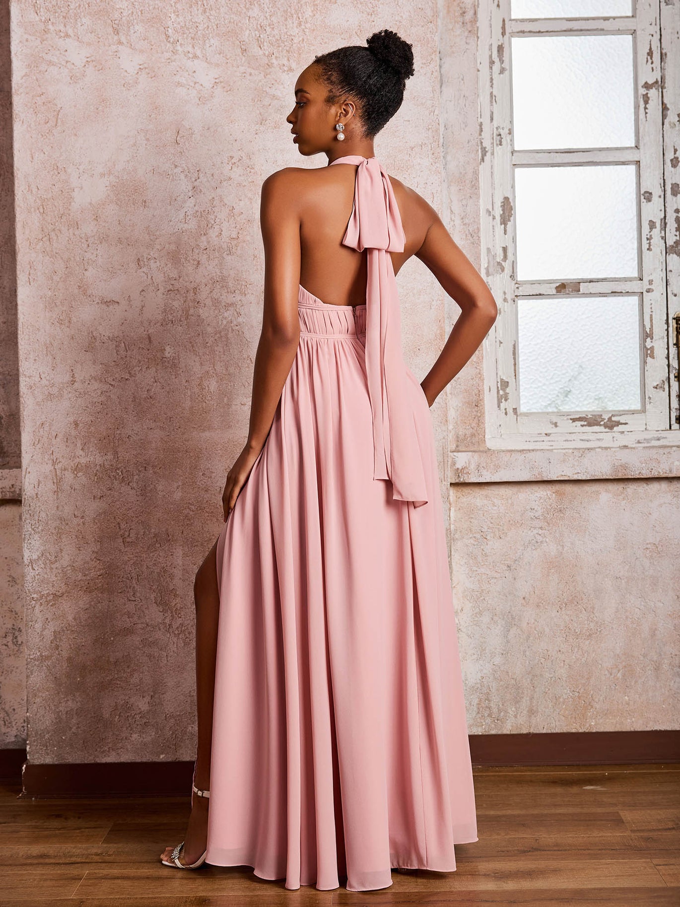 butterfly halter dress Butterfly Halter Light Green Maxi Dress main image 1