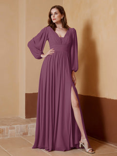 Plunging V-neck Floor-length Dress With Slit Mulberry