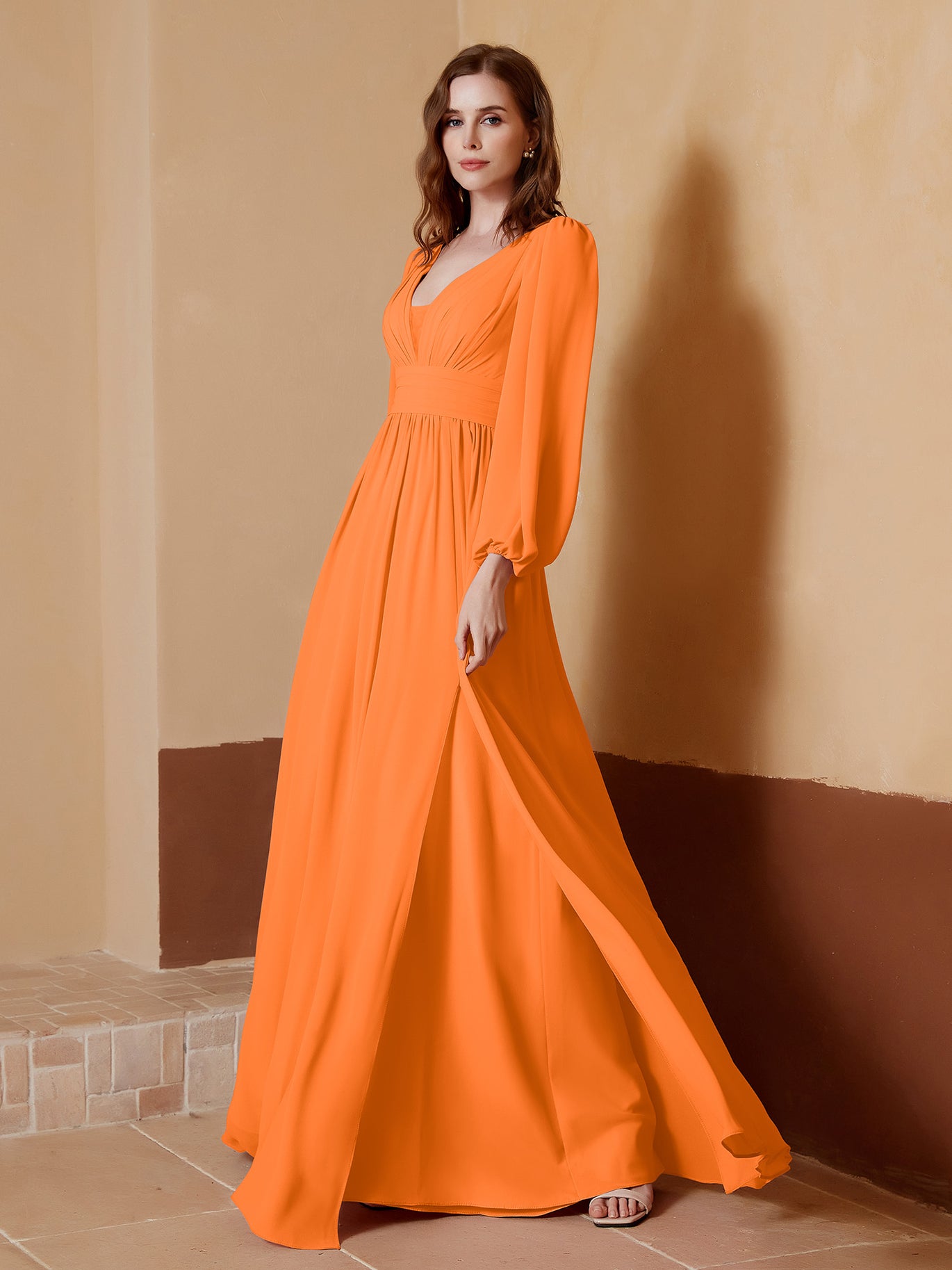 Orange Bridesmaid Dresses BABARONI Orange Bridesmaid Dresses BABARONI