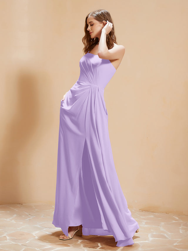 A-Line Square Chiffon Dress With Slit Clover