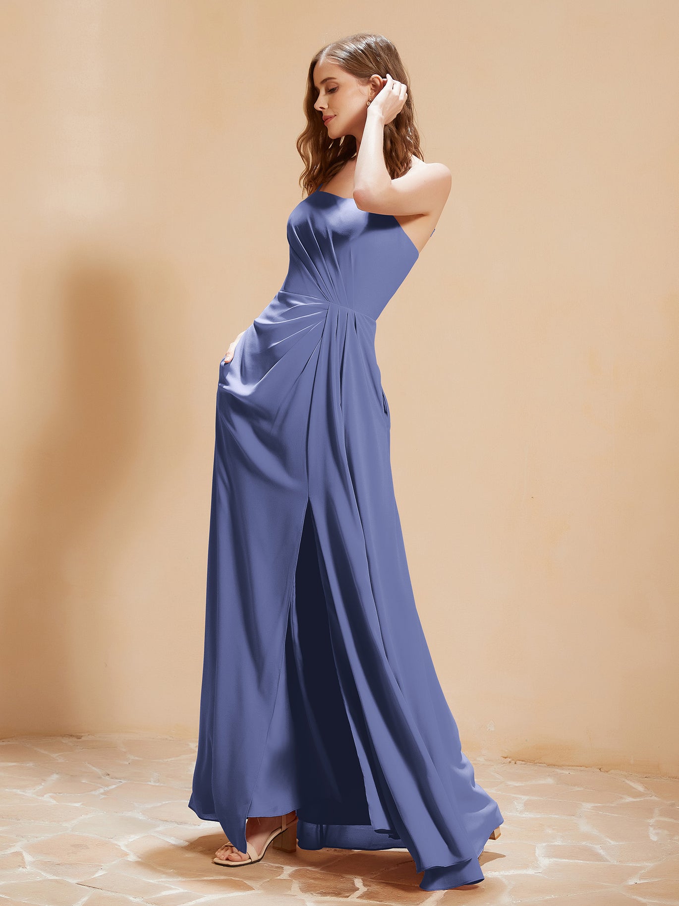 BABARONI Square Neckline A-line Chiffon Dress With Pocket Periwinkle Plus Size, Periwinkle / US18 BABARONI Square Neckline A-line Chiffon Dress With Pocket Periwinkle Plus Size, Periwinkle / US18